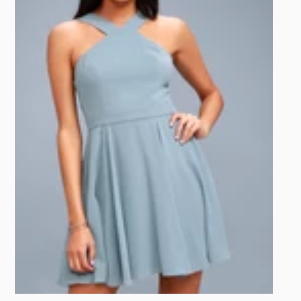 Lulus Forevermore Light Blue Skater Dress